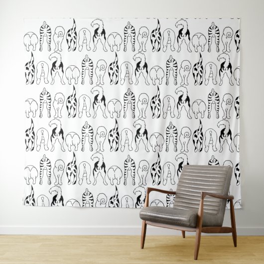 Dog Butts Pattern Wandkleed (In Situ (horizontaal))