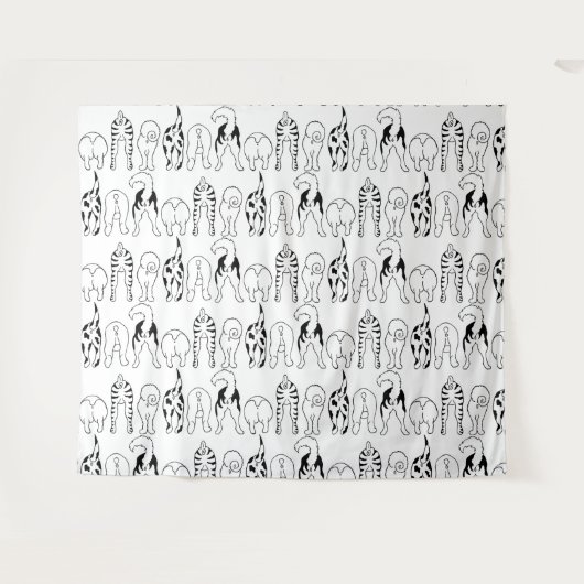 Dog Butts Pattern Wandkleed (Voorkant (horizontaal))