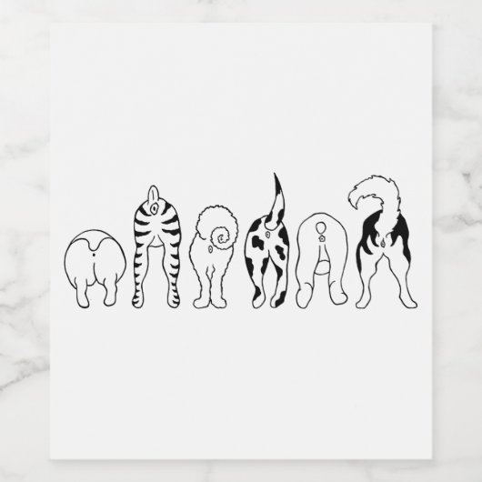 Dog Butts Wijn Etiket (Enkel label)