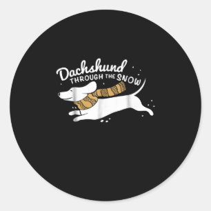 Dog Cadeau  Dachshund door de sneeuw Ronde Sticker