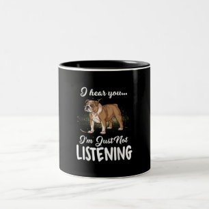 Dog Cadeau Engelse Bulldog Ik hoor dat je niet lui Tweekleurige Koffiemok
