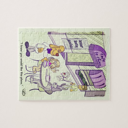 Dog Cafe Funny 8 x 10 Jigsaw Puzzle Legpuzzel (Horizontaal)