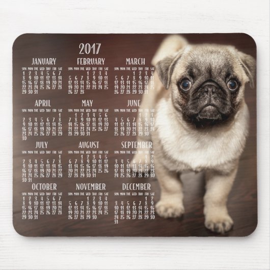 Dog Calendar 2017 Muismat Cute Puppy (Voorkant)