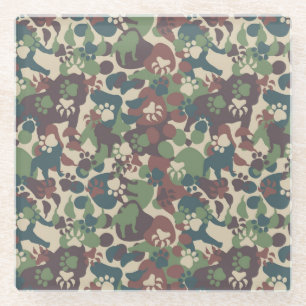 Dog Camouflage Pattern Glazen Onderzetter