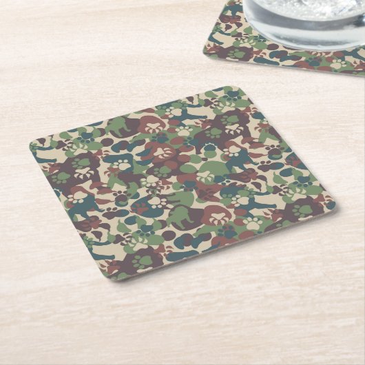 Dog Camouflage Pattern Kartonnen Onderzetters (Schuin)