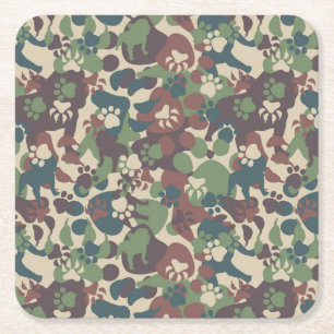 Dog Camouflage Pattern Kartonnen Onderzetters