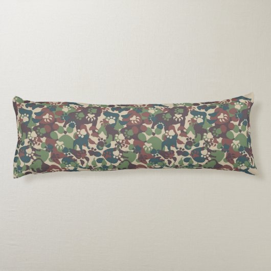 Dog Camouflage Pattern Lichaamskussen (Achterkant)