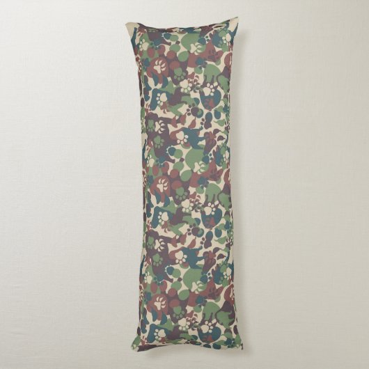 Dog Camouflage Pattern Lichaamskussen (Achterkant (Verticaal))