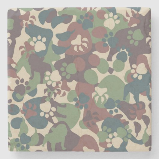 Dog Camouflage Pattern Stenen Onderzetter (Voorkant)