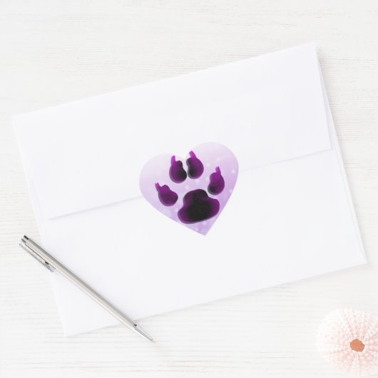 Dog Canine Paw print Paarse Stickers (Envelop)