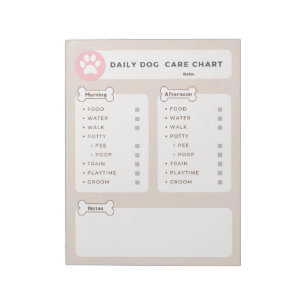 Dog Care Chart, Dog Chore List, Pet Care Chart Notitieblok