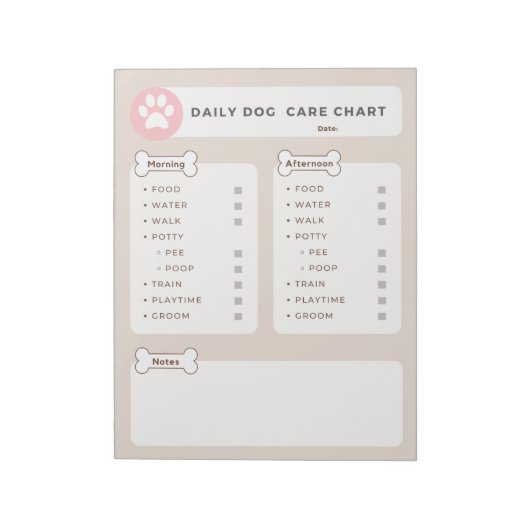 Dog Care Chart, Dog Chore List, Pet Care Chart Notitieblok (Linkerzijde)