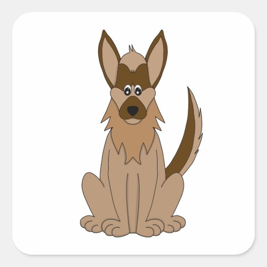 Dog Cartoon Amazing German Shepherd Vierkante Sticker (Voorkant)