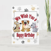 Dog Cartoon Happy Birthday Kaart (Voorkant)