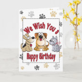 Dog Cartoon Happy Birthday Kaart (Gele Bloem)