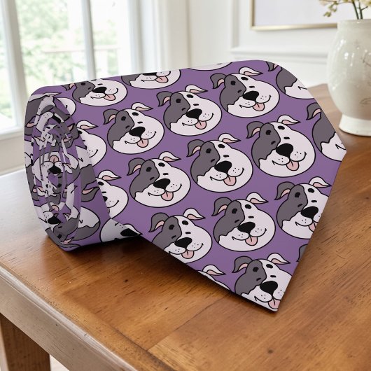 Dog Cartoon on Purple Custom Necktie Stropdas