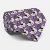 Dog Cartoon on Purple Custom Necktie Stropdas (Opgerold)