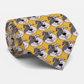 Dog Cartoon on Yellow Custom Necktie Stropdas (Opgerold)