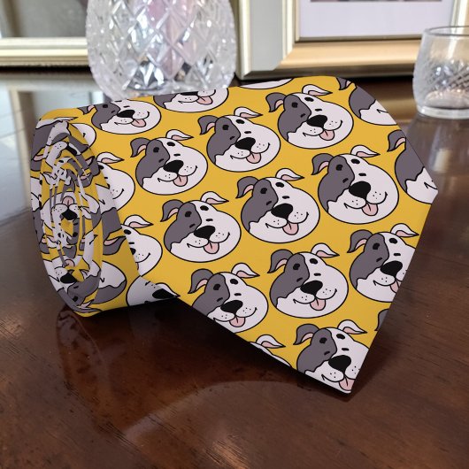 Dog Cartoon on Yellow Custom Necktie Stropdas