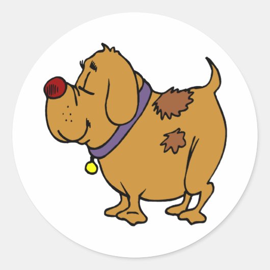 Dog Cartoon Ronde Sticker (Voorkant)