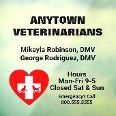 Dog Cat and Red Heart Veterinarian Window Cling Raamsticker (Vel 3)