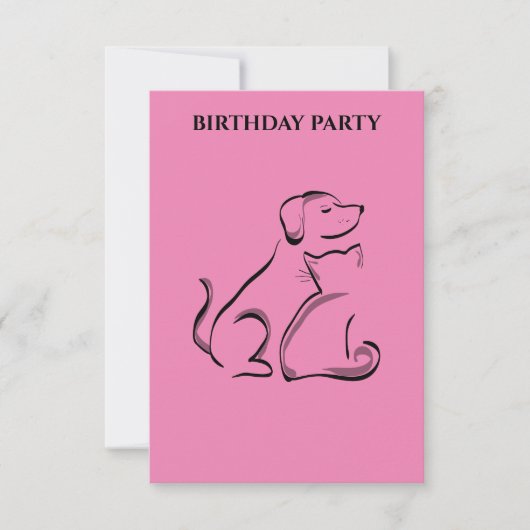 "DOG & CAT BIRTHDAY INVITATIONS PERSONALISEERD. (Voorkant)