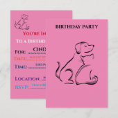 "DOG & CAT BIRTHDAY INVITATIONS PERSONALISEERD. (Voorkant / Achterkant)