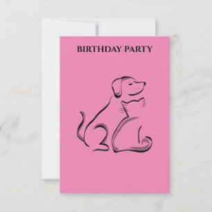 "DOG & CAT BIRTHDAY INVITATIONS PERSONALISEERD.