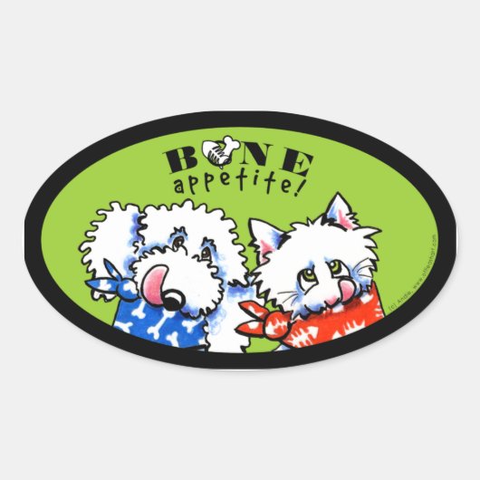 Dog Cat Bone Appetit! Pet Gourmet Olive Ovale Sticker (Voorkant)