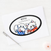 Dog Cat Bone Appetit! Pet Gourmet, persoonlijk Ovale Sticker (Envelop)