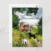 Dog Cat Chicken Horses Briefkaart (Voorkant / Achterkant)