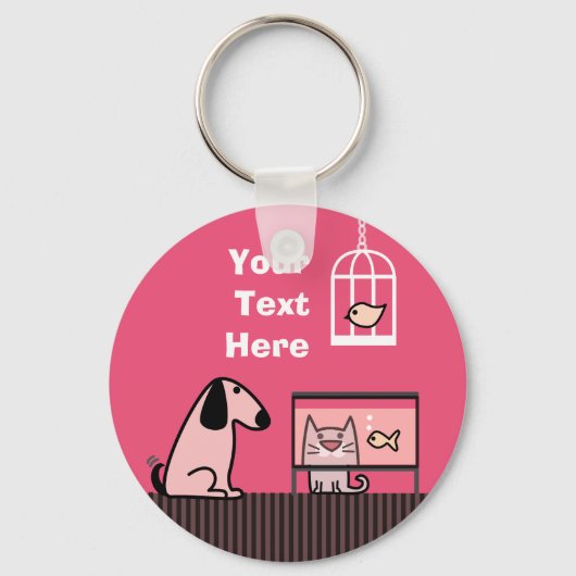 Dog Cat en Aquarium keyring Sleutelhanger (Voorkant)