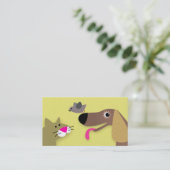 Dog Cat en Bird - yellow Visitekaartje (Staand voorkant)