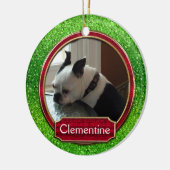 Dog Cat Green Red Sparkle Kerstmis Keramisch Ornament (Links)