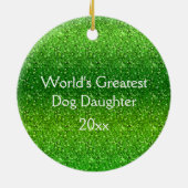 Dog Cat Green Red Sparkle Kerstmis Keramisch Ornament (Achterkant)