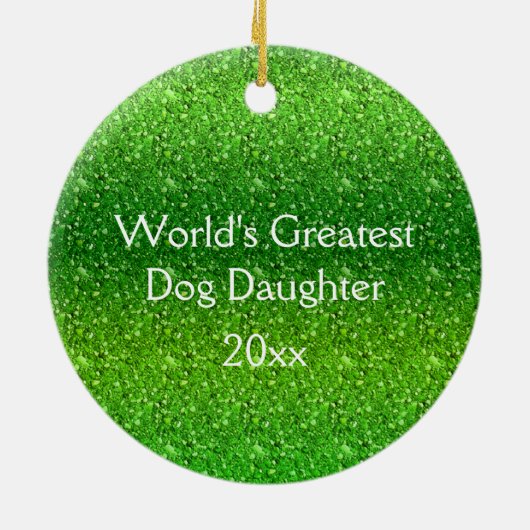 Dog Cat Green Red Sparkle Kerstmis Keramisch Ornament (Achterkant)