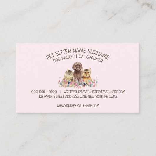 Dog Cat Grooming Petsitter Store Visitekaartje (Achterkant)