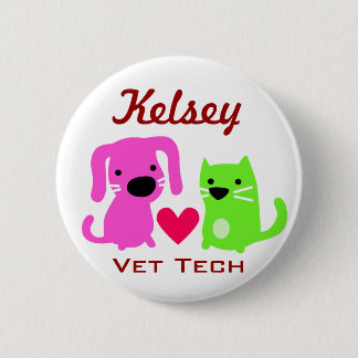 Dog Cat & Heart Vet Tech Ronde Button 5,7 Cm