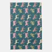Dog Cat Horse Animal Silhouettes Pattern Theedoek (Verticaal)
