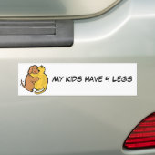 Dog & Cat Hug Bumpersticker Mijn Kinderen hebben 4 (Op auto)