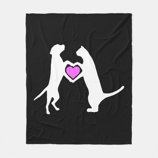 Dog Cat Love Fleece Deken (Voorkant)
