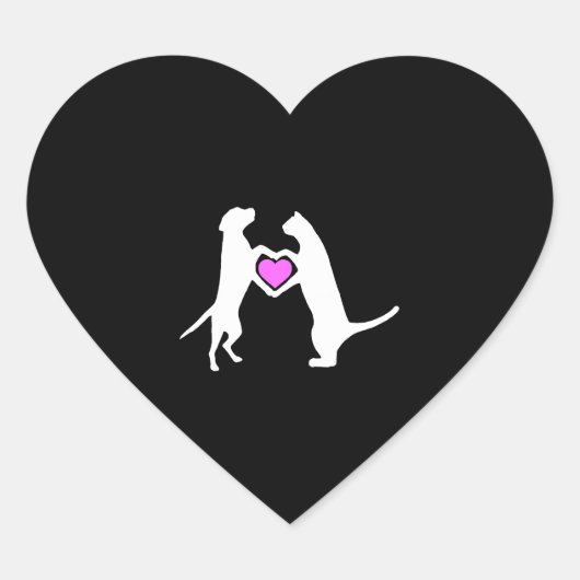 Dog Cat Love Hart Sticker (Voorkant)