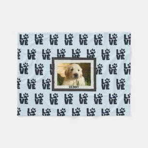 Dog Cat Love Paw Print Aangepaste foto Fleece Deken