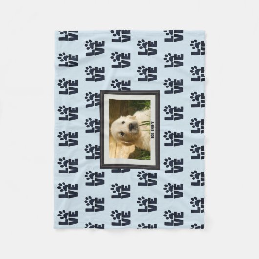 Dog Cat Love Paw Print Aangepaste foto Fleece Deken (Voorkant)