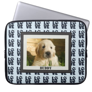 Dog Cat Love Paw Print Aangepaste foto Laptop Sleeve