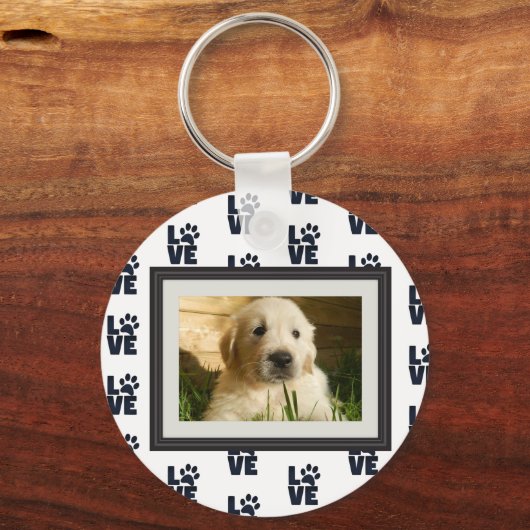 Dog Cat Love Paw Print Aangepaste foto Sleutelhanger (Achterkant)
