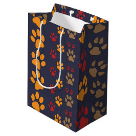 Dog & Cat Paw-afdrukken Ontwerp ~ bewerkbare achte Medium Cadeauzakje