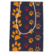 Dog & Cat Paw-afdrukken Ontwerp ~ bewerkbare achte Medium Cadeauzakje (Achterkant)