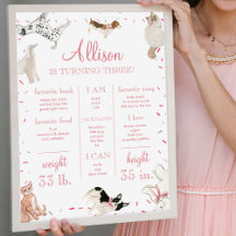 Dog Cat Paw-ty Pink Girl Birthday Milestone Sign