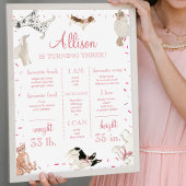 Dog Cat Paw-ty Pink Girl Birthday Milestone Sign Poster